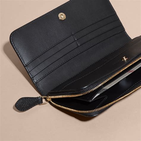 burberry grainy leather ziparound wallet|Grainy Leather TB Continental Wallet in Black .